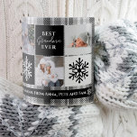 Kerstmis 5 foto's rooster beste oma zwarte vleid koffiemok<br><div class="desc">Beste oma ooit! Goedaardige Kerstmis met Merry en felle sneeuw 5 foto's raster collage zwart-witte vlekkelblauw en hoopvolle en liefdesscripttypografie. Voeg je monogram toe.</div>