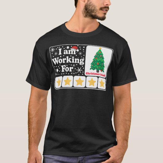 Kerstmis 5 sterren kerstboom Ik werk voor de eerst T-shirt (Voorkant)