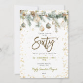 Kerstmis 60 partij Baubles pijnboom uitnodiging (Voorkant)