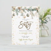 Kerstmis 60 partij Baubles pijnboom uitnodiging (Staand voorkant)