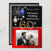 Kerstmis 60ste huwelijksjubileum Zwart & Goud Kaart (Voorkant / Achterkant)