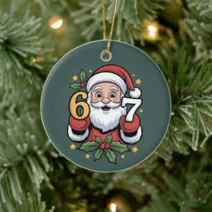 Kerstmis 67 Grappige Kerstmis Zes Zeven Kerstman Keramisch Ornament