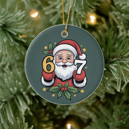 Kerstmis 67 Grappige Kerstmis Zes Zeven Kerstman Keramisch Ornament (Boom)