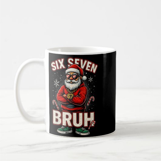 Kerstmis 67 Meme-ontwerp Grappige Zes Zeven Handen Koffiemok (Links)