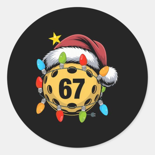 Kerstmis 67 Meme Picklebyll Kerstman Hoed Grappige Ronde Sticker (Voorkant)