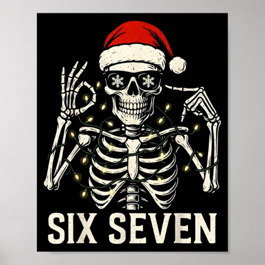 Kerstmis 67 Meme Skelet Met Sinterklaas Hoed Voor  Poster (Voorkant)