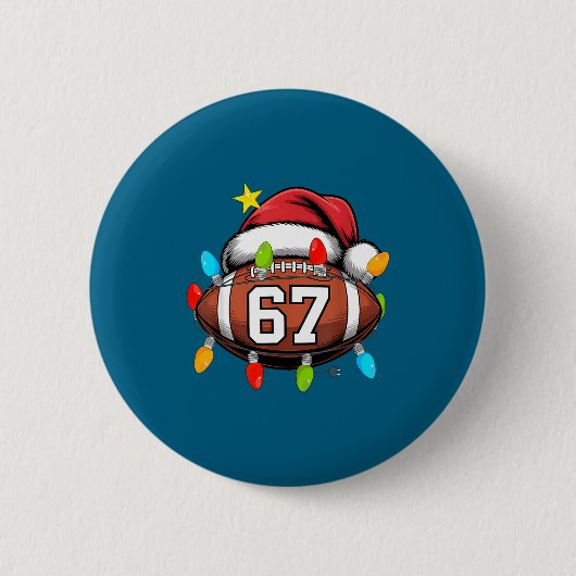 Kerstmis 67 Meme Voetbal Kerstman Hoed Grappig Ker Ronde Button 5,7 Cm (Voorkant)