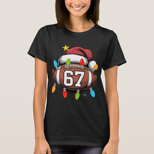 Kerstmis 67 Meme Voetbal Kerstman Muts Grappige Ke T-shirt (Voorkant)