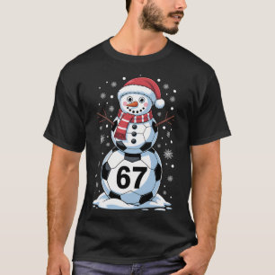Kerstmis 67 Meme Voetbal Sneeuwman Boom Grappig Ke T-shirt