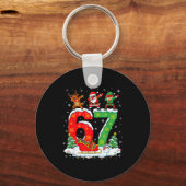 Kerstmis 67 Six Seven Meme Gen Alpha Rendier San Sleutelhanger (Voorkant)