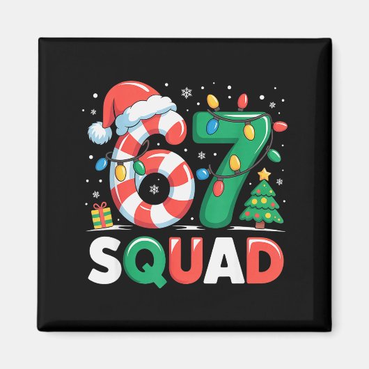 Kerstmis 67 Squad Grappige Suikerriet Lichtjes Vak Magneet (Voorkant)