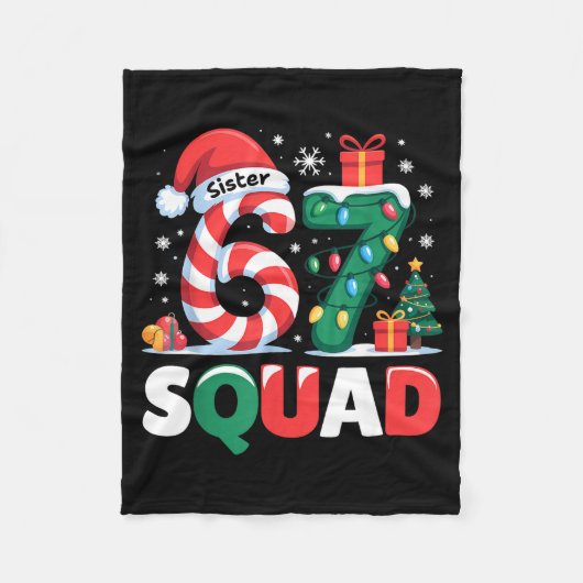 Kerstmis 67 Squad Zus 6-7 Grappige Matching Snoep Fleece Deken (Voorkant)