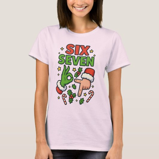 Kerstmis 67 T-shirt Zes Zeven Meme Dames Kerst (Voorkant)