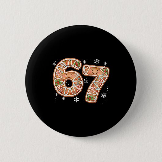 Kerstmis 6 7 Zes Zeven Grappig 67 Meme Peperkoek Ronde Button 5,7 Cm (Voorkant)