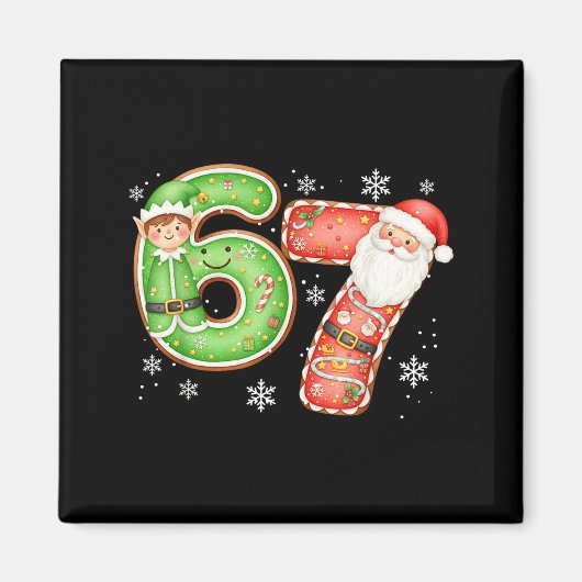 Kerstmis 6 7 Zes Zeven Grappig 67 Meme Sinterklaas Magneet (Voorkant)