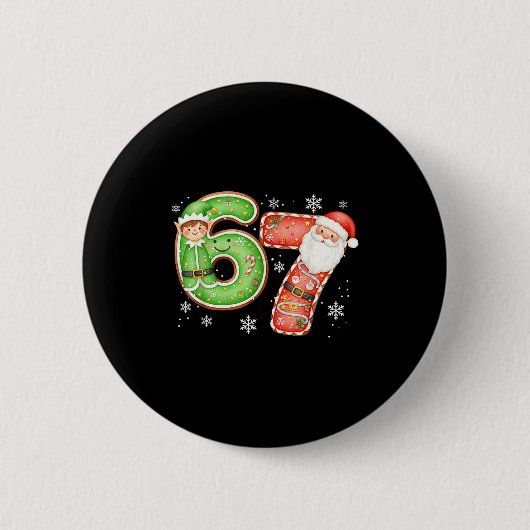 Kerstmis 6 7 Zes Zeven Grappig 67 Meme Sinterklaas Ronde Button 5,7 Cm (Voorkant)