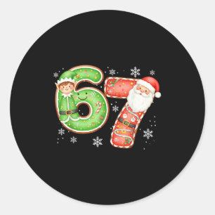 Kerstmis 6 7 Zes Zeven Grappig 67 Meme Sinterklaas Ronde Sticker