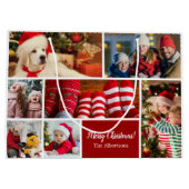 Kerstmis 7 Foto collage met familienaam, rood Groot Cadeauzakje (Achterkant)