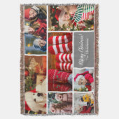 Kerstmis 7 Foto collage met familienaam, zilver Deken (Voorkant Verticaal)