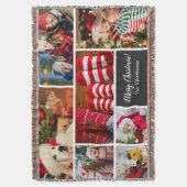 Kerstmis 7 Fotocollage met familienaam, zwart Deken (Voorkant Verticaal)