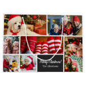 Kerstmis 7 Fotocollage met familienaam, zwart Groot Cadeauzakje (Achterkant)