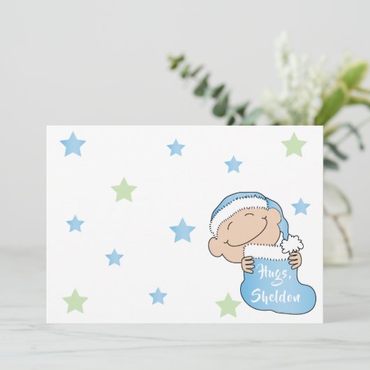 Kerstmis 7 x 5 inch blauwHartelijk dank, 2 zijkant Kaart (Staand voorkant)