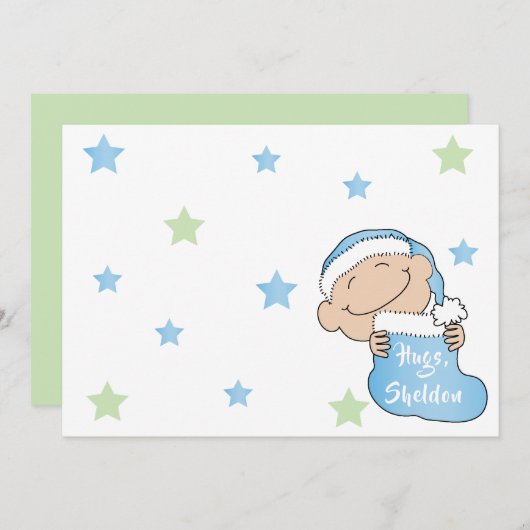 Kerstmis 7 x 5 inch blauwHartelijk dank, 2 zijkant Kaart (Voorkant / Achterkant)