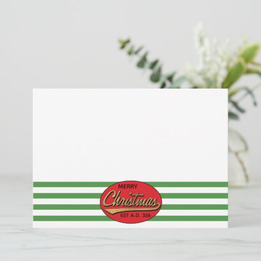 Kerstmis, 7 x 5 inch Retro Hartelijk dank, 2 zijde Kaart (Staand voorkant)