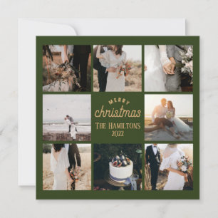 Kerstmis 8 Foto Collage Emerald Green Card Notitiekaartje