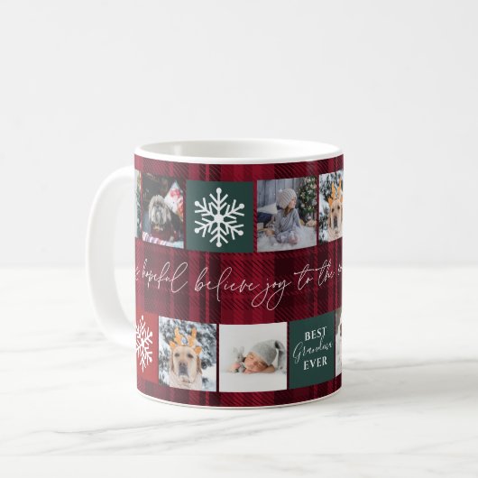 Kerstmis 8 foto's rooster beste oma rode vleid koffiemok (Voorkant links)