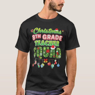Kerstmis 8e Grade Teacher Squad Merry Pine Tree T-shirt