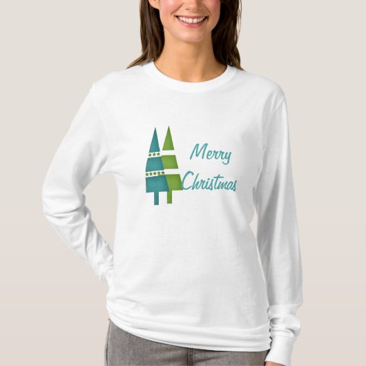 Kerstmis 9: Dubbelbomen Shirt met prettige kerst (Voorkant)