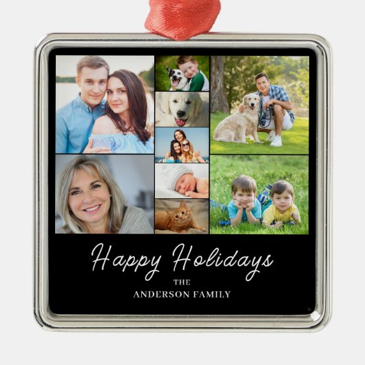 Kerstmis 9 Fotocollage Metalen Ornament (Voorkant)