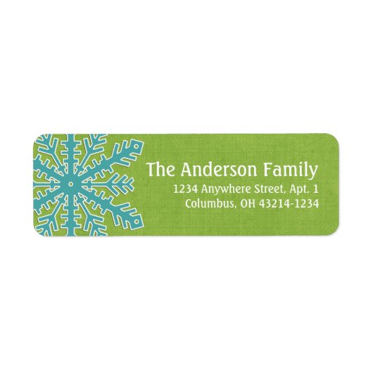 Kerstmis 9: Snowflake 1c Retouradreslabels Etiket (Voorkant)