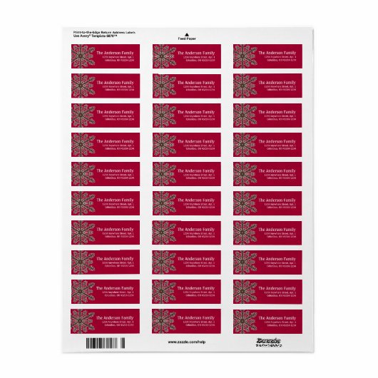 Kerstmis 9: Snowflake 3c Return Address Labels (Full Sheet)