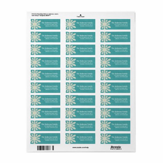 Kerstmis 9: Snowflake 5b Return Address Labels (Full Sheet)