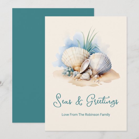 Kerstmis aan de kust & Groet Feestdagenkaart (Voorkant / Achterkant)
