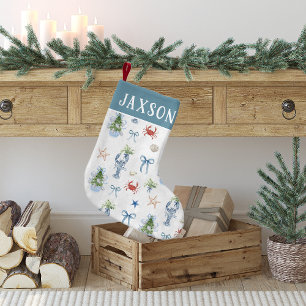 Kerstmis aan de kust Nautisch Gepersonaliseerd Kleine Kerstsok