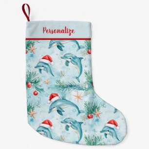 Kerstmis aan de kust Santa Dolfijn Personaliseer Kleine Kerstsok