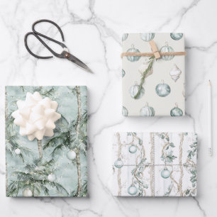 Kerstmis aan de kust Waterverf Palmen & Schelpen Inpakpapier Vel