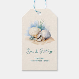 Kerstmis aan de kust Zeeën & Groet Cadeaulabel