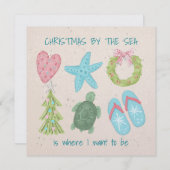 Kerstmis aan zee feestdagenkaart (Voorkant / Achterkant)