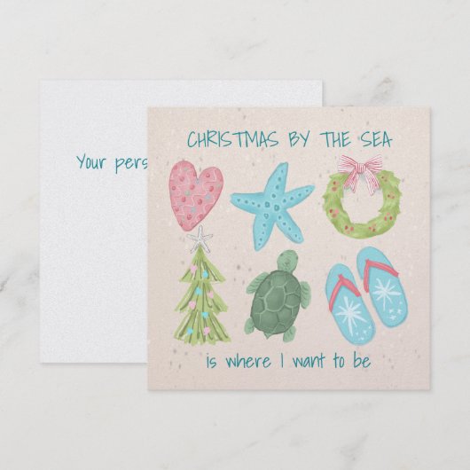 Kerstmis aan zee feestdagenkaart (Voorkant / Achterkant)