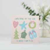 Kerstmis aan zee feestdagenkaart (Staand voorkant)