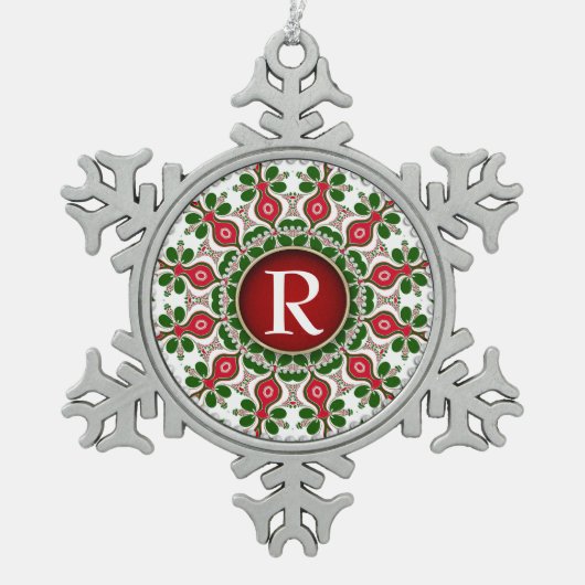 Kerstmis Aandenken Monogram Tin Ornament (Voorkant)