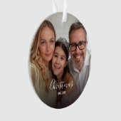 Kerstmis Aangepast 2-foto Wit Schrift Ornament (voorkant)