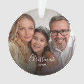 Kerstmis Aangepast 2-foto Wit Schrift Ornament (voorkant)
