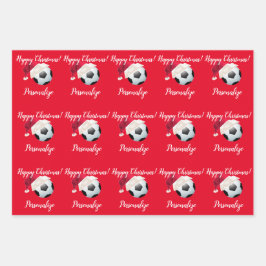 Kerstmis - Aangepast Football Voetbal    SantaWra Inpakpapier Vel