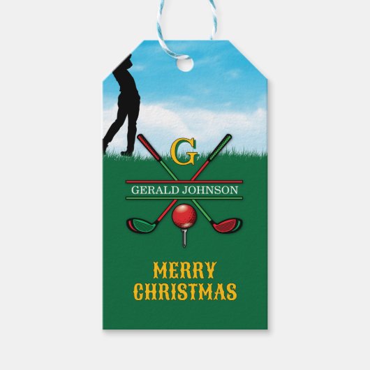 Kerstmis Aangepast Golf Vakantie Ontwerp Cadeaulabel (Voorkant)