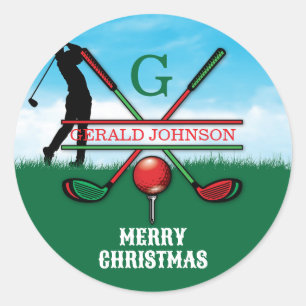 Kerstmis Aangepast Golf Vakantie Ontwerp Ronde Sticker